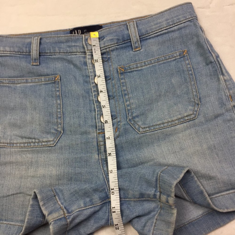 Gap High-Rise Shorts Button Fly Thin Denim - Picture 7 of 8